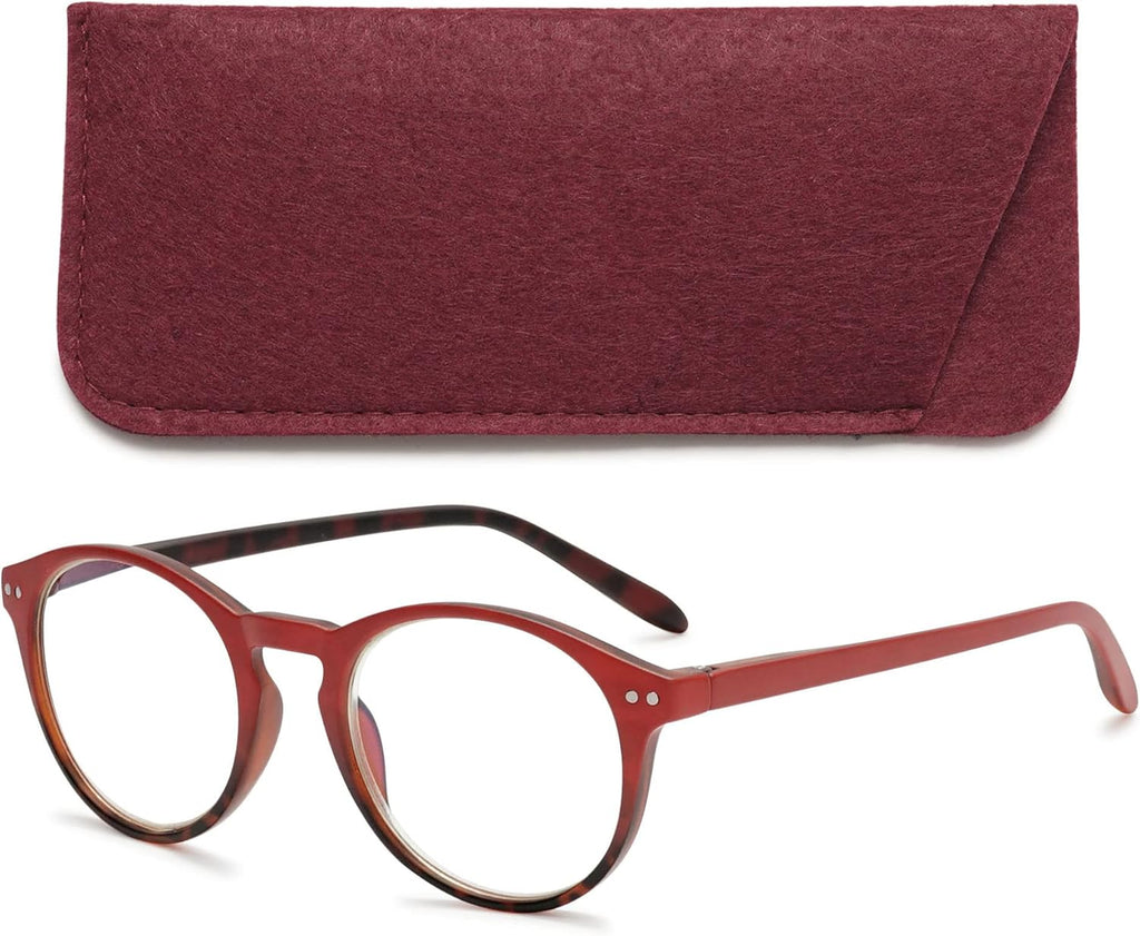 VEVESMUNDO Round Reading Glasses Vintage Large Frame Spring Hinge Blue Light Blocking Glasses for Women Men