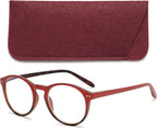 VEVESMUNDO Round Reading Glasses Vintage Large Frame Spring Hinge Blue Light Blocking Glasses for Women Men