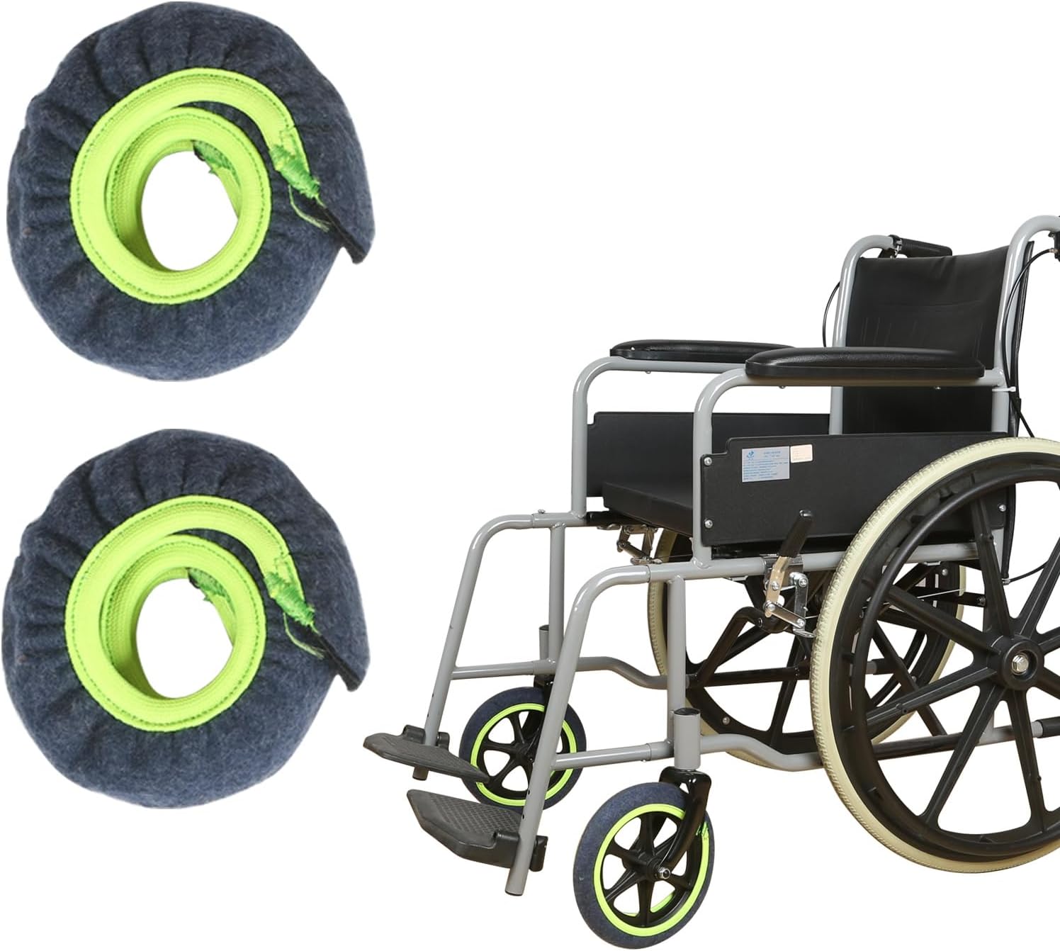 Wheelchair Wheel Covers 2 Pack - Dust proof Floor Protectors, Non-Slip & Silent Rolling Covers for Indoor Use - Fits Most Wheelchair Tires (6 inches)