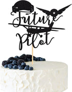 Future Pilot Cake Topper Airplane Birthday Party Decoration Aircraft Plane Travel Airman Theme Kids Birthday Baby Shower Party Supplies for Boys Men