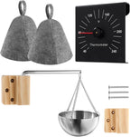 4 Set Sauna Oil Cup Aromatherapy Oil Holder Fragrance Diffuser Bowl and Aluminum Thermometer Fahrenheit and Sauna Hat Vaporarium Hat for Sauna Bath Spa