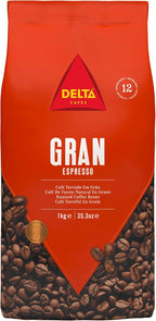 Delta Cafés Gran Espresso Whole Bean Coffee 1kg/35.2 oz – Medium Dark Roast Espresso Beans, Full-Bodied Coffee with Rich Crema & Intense Flavor
