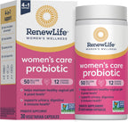 Renew Life Women's Probiotic Capsules, 50 Billion CFU Guaranteed, Supports pH Balance, Vaginal, Urinary, Digestive and Immune Health(2), L. Rhamnosus GG, Dairy, Soy and Gluten-Free, 30 Count