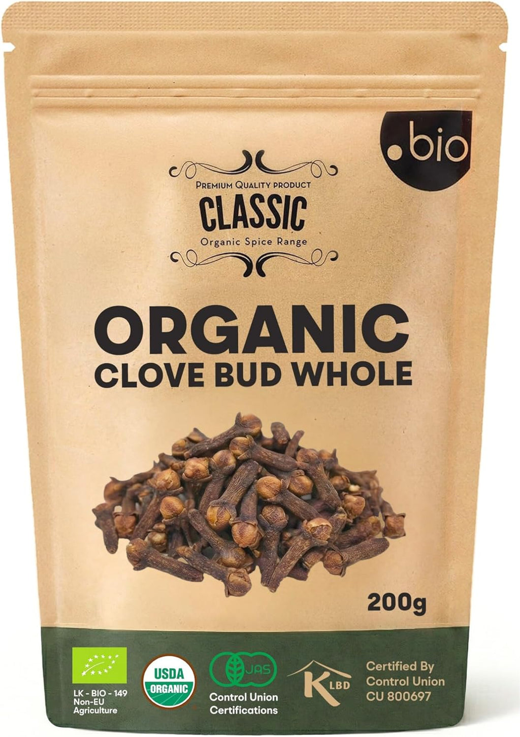 Organic Clove Bud Whole - Whole Cloves Organic for Cooking from Sri Lanka | Organic Spice Shop 7 oz (200g) Eco-Friendly Resealable Bag