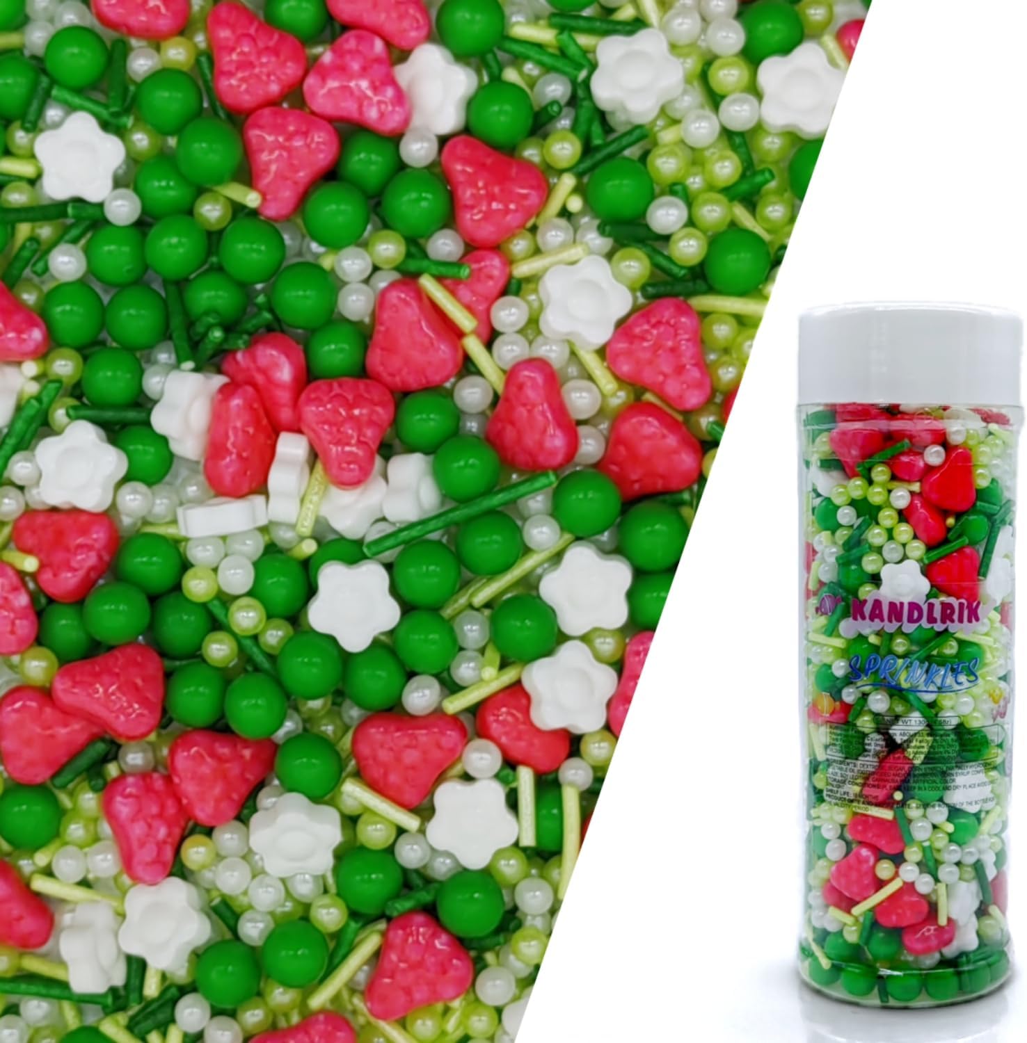 Strawberry Sprinkles Candy Mix Size Edible Pearls Cake Decorations Cupcake Toppers Cookie Decorating Perfect for Wedding Party Valentine Halloween Christmas Supplies 4.58OZ