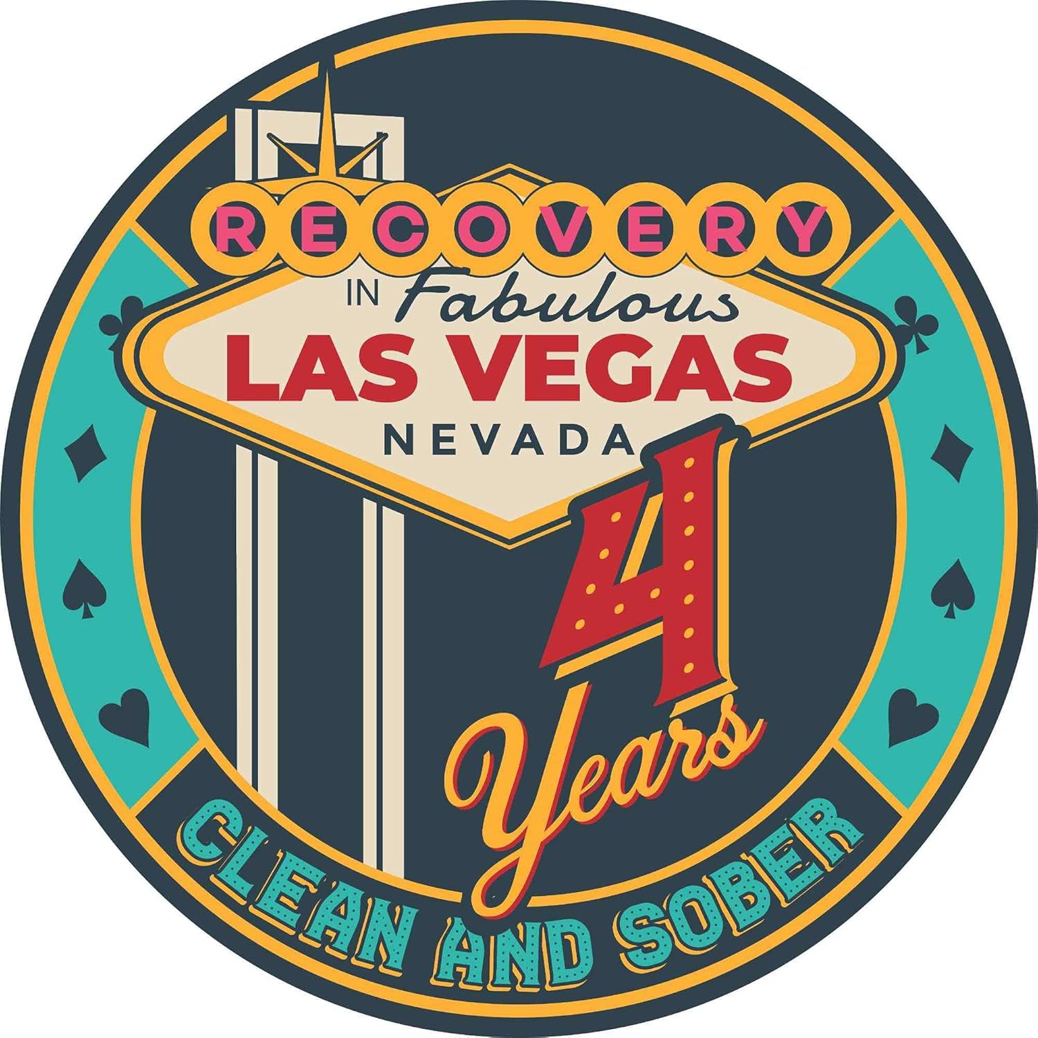 Las Vegas Recovery AA chip Available in Years 1-50 Sober Medallion for 12 Step Programs