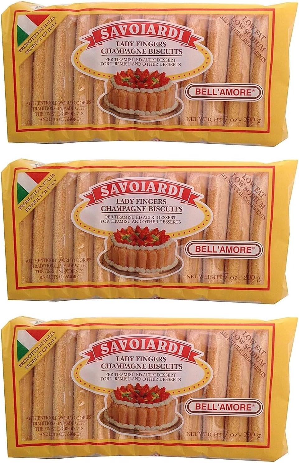 Savoiardi, Lady Fingers Champagne Biscuits (Pack of 3), 7 oz