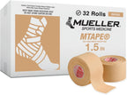 Mueller Sports Medicine MTape Rolls Team Pack, Quality Athletic Tape, Easy to Tear for Fast & Effective Taping, 1.5" x 10 Yards Per Roll, 32 Rolls