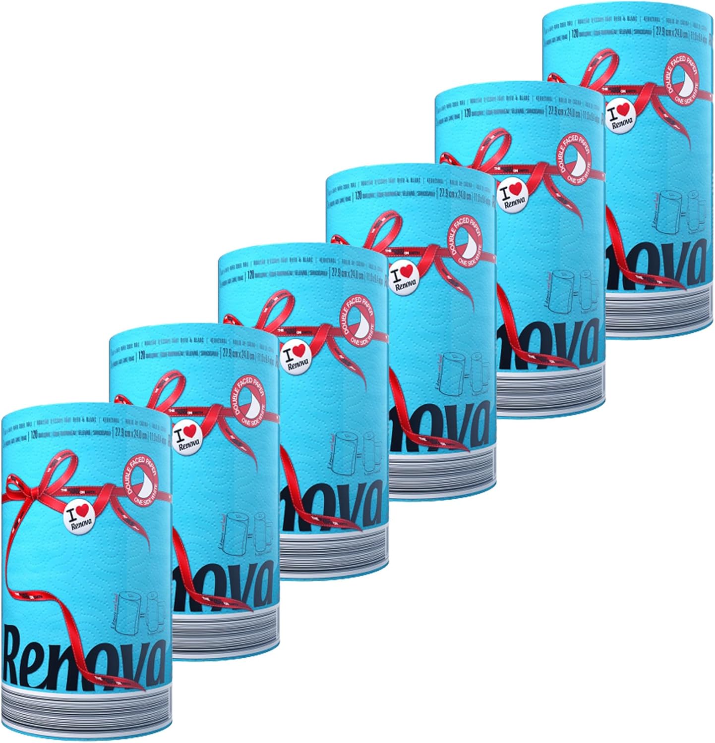Paper Towel Jumbo Roll 2 Ply 120 Highly Absorbent Sheets Set of 3, 6 or 8 (6 Rolls, Blue)