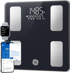 GE Smart Scale for Body Weight: BMI Body Fat Digital Bathroom Scales, 13 Body Composition Monitor Health Analyzer for Home Gym, Bluetooth App Sync, Accurate 400lb Weighing, Black 11inch