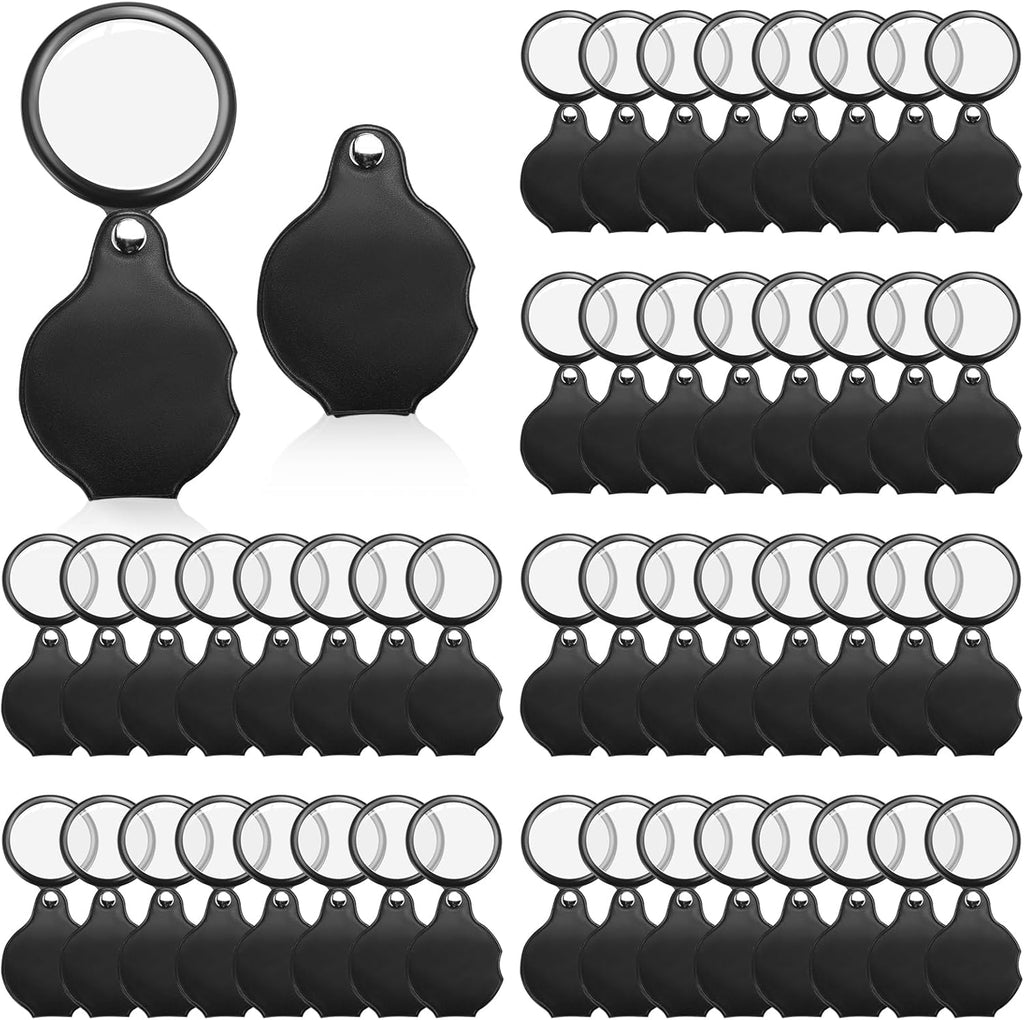 Hoteam 48 Pcs 10X Small Magnifying Glass Mini Pocket Magnifier with Rotating Protective Cover, Folding Magnify Glass Small Magnifying Lens for Reading, Jewelry, Hobby