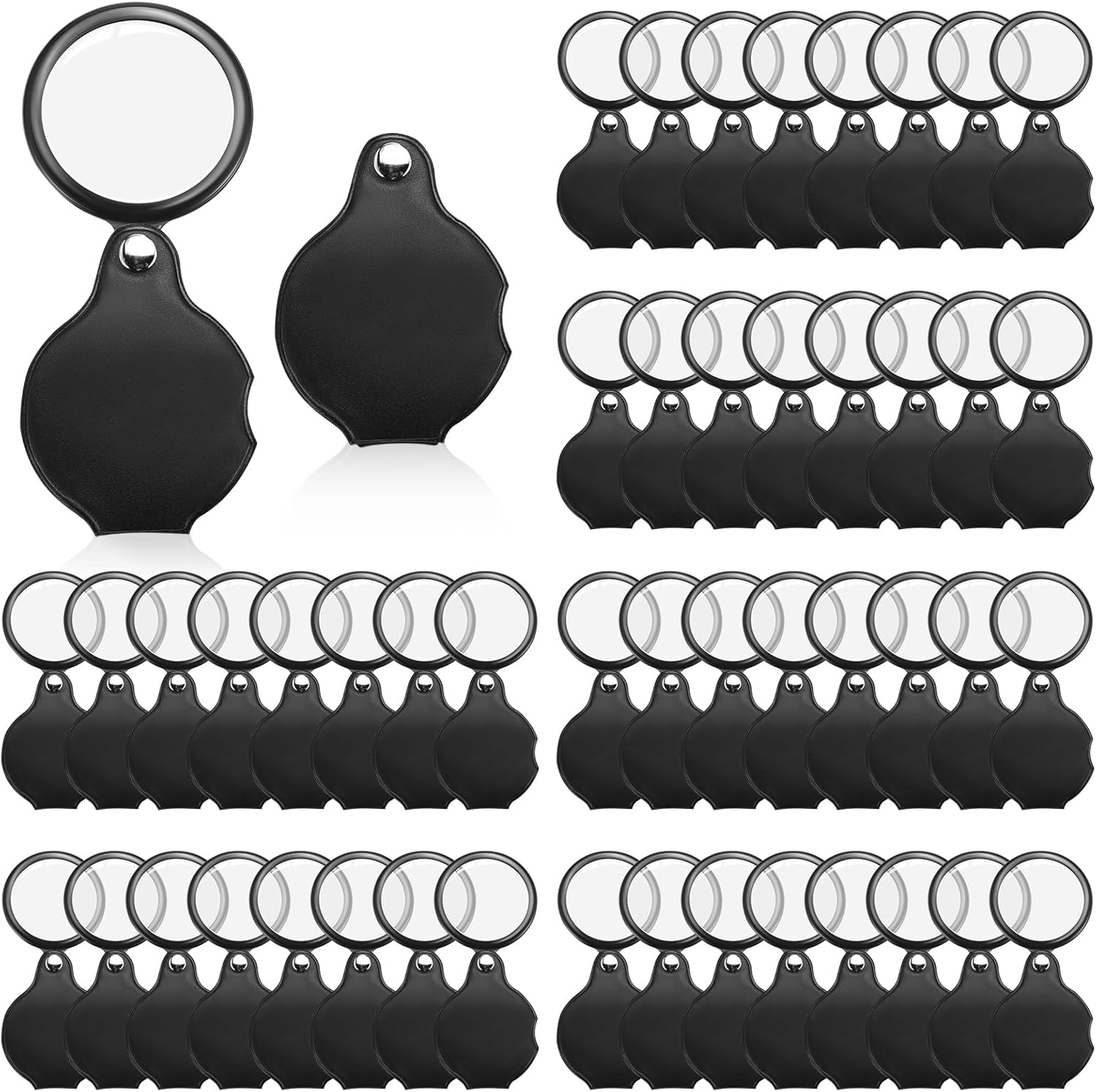 Hoteam 48 Pcs 10X Small Magnifying Glass Mini Pocket Magnifier with Rotating Protective Cover, Folding Magnify Glass Small Magnifying Lens for Reading, Jewelry, Hobby
