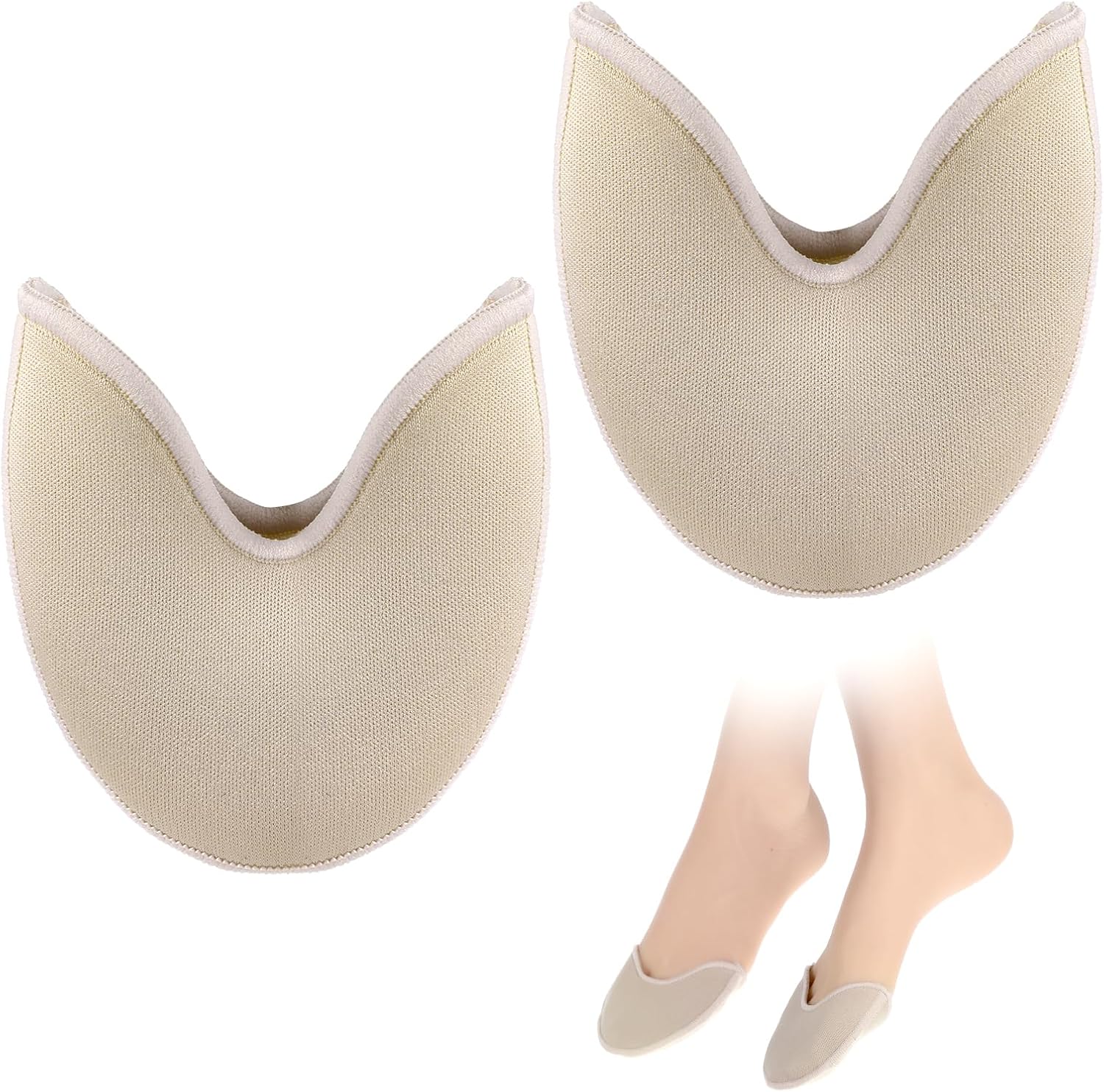 Sibba Toe Pouches Pads 2 Pcs Ballet Dance Pointe Pads Shoe Socks Knitted Fabric Toe Cap Cover Wrapped Protector Cushion Women Ball-of-Foot Cushions Anti-Slip Toe Half Socks Insoles