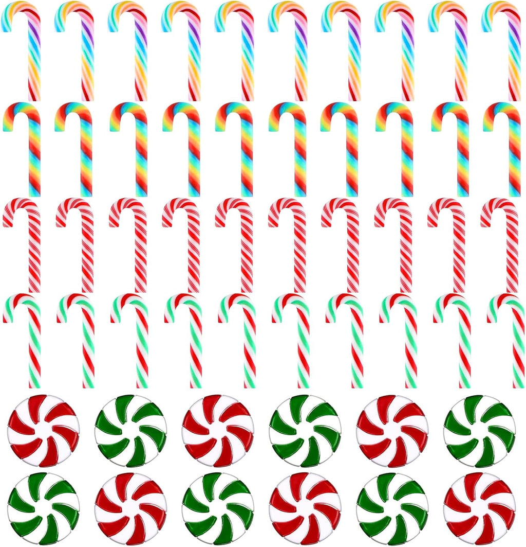 100 Pcs Mini Christmas Candy Cane Peppermint Ornaments Christmas Candy Cane Hanging Ornaments Holiday Party Decoration DIY Crafts,1 Inch