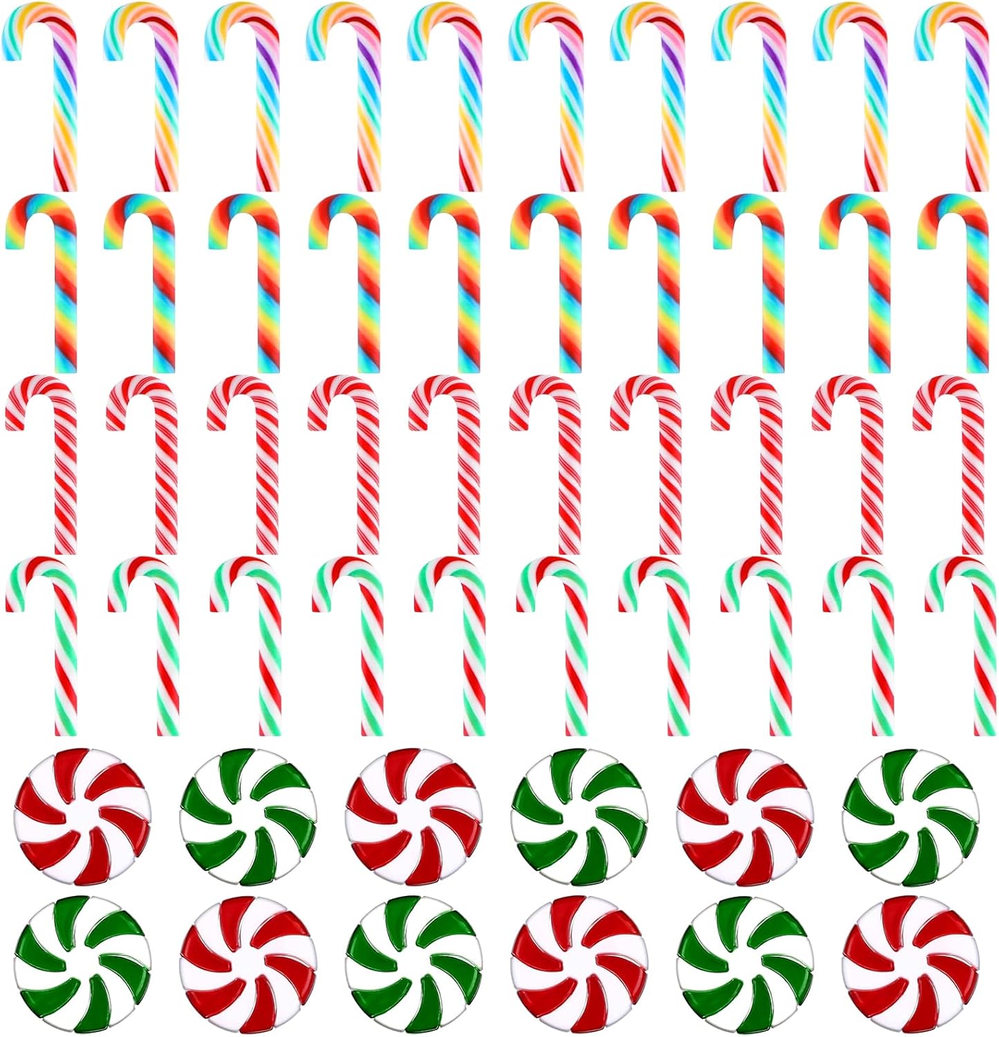 100 Pcs Mini Christmas Candy Cane Peppermint Ornaments Christmas Candy Cane Hanging Ornaments Holiday Party Decoration DIY Crafts,1 Inch
