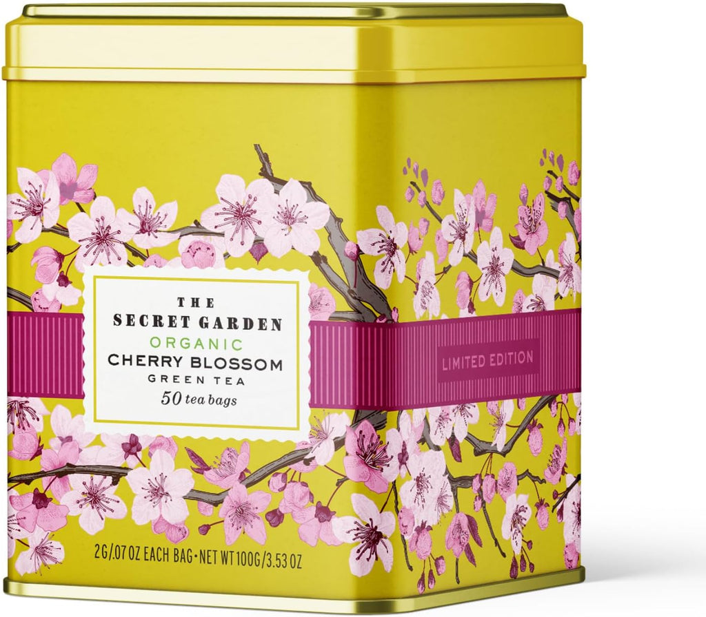 Life Plus Style Gourmet The Secret Garden Organic Cherry Blossom Green Tea 50 Tea Bags Sakura Sugar Free Classic Gift Tin