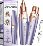 VG VOGCREST Eyebrow & Facial Trimmer: 2-in-1 Rechargeable Facial Hair Removal & Eyebrow Shaver - Painless Razor with Built-in LED Light (Solar Purple)