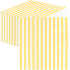 SietDESEO 50 Pieces Yellow Striped Napkins Disposable 3-Ply Yellow and White Striped Cocktail Napkins Paper Dinner Napkins for Birthday Baby Shower Wedding Party Beverage Napkin