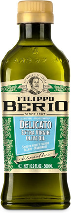 Filippo Berio Cold Pressed Extra Virgin Olive Oil, Delicato, 16.9 Ounce rPET Bottle, Contains Polyphenols