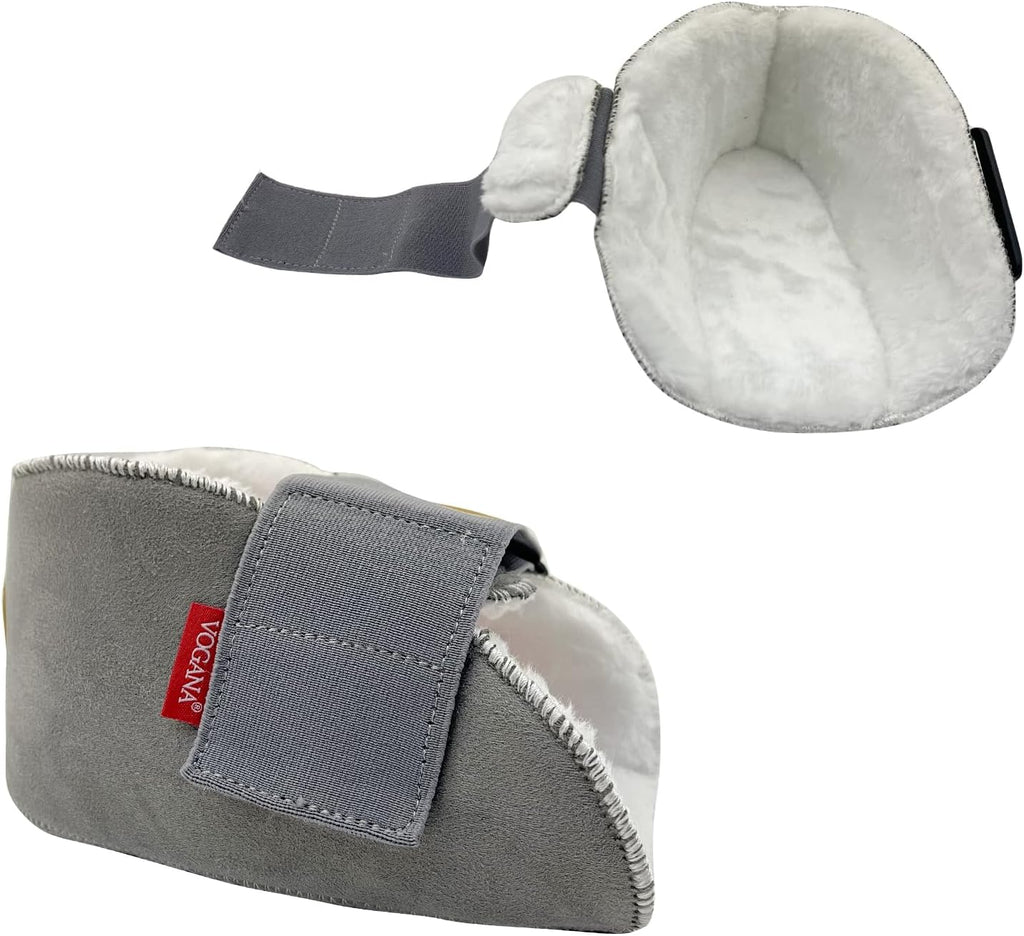 Vogana 1 Piece Fuzzy Heel Protectors for Pressure Sores Ulcers Adjustable Pillow Surgery Recovery Cushion for Elderly Bedridden Grey