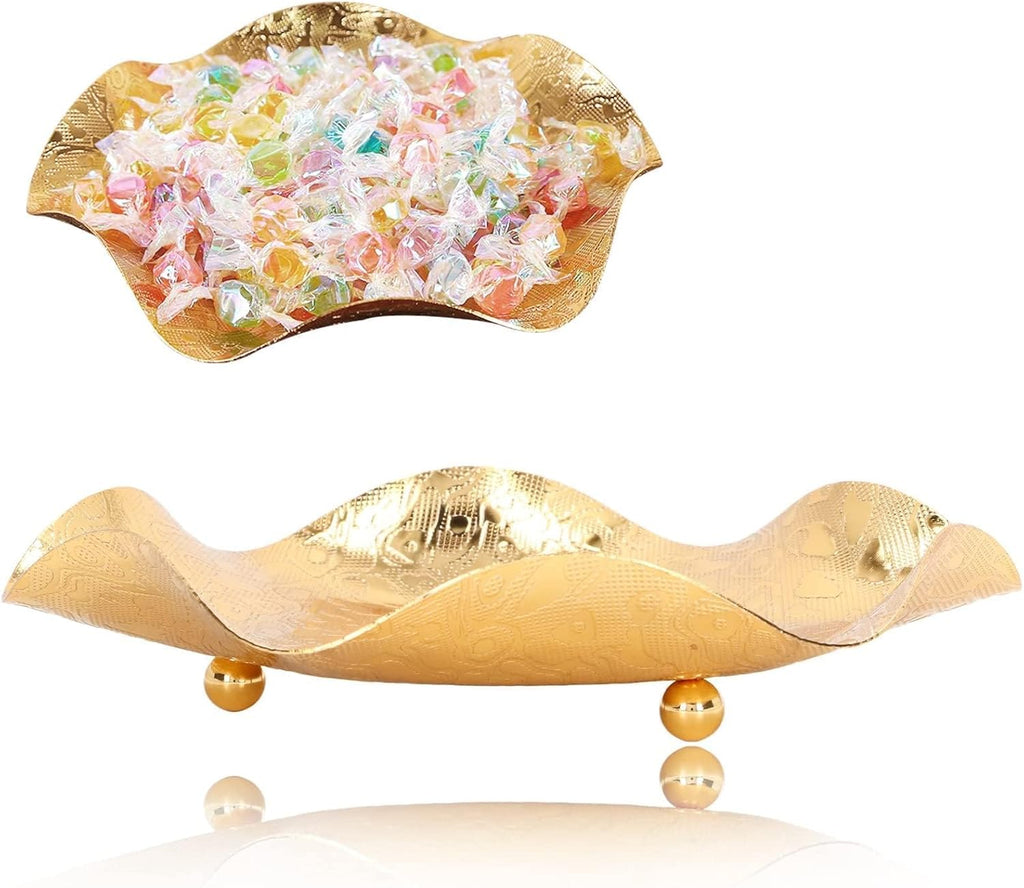 Fruit Bowl, Fruit Container Holder Gold Fruit Basket for Kitchen Fruit Stand Modern Metal Food Vegetables Basket Creative Table Centerpiece Fruit Plate Gold Serving Bowl Storage Tray for Bread Candy