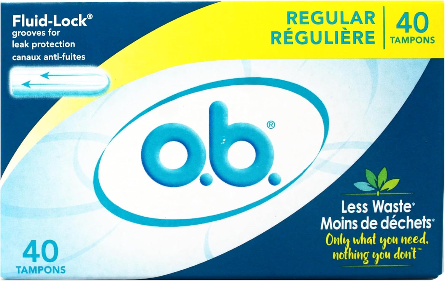 o.b. Pro Comfort Applicator Free Digital Tampons, Regular Absorbancy, 40 Count (Pack of 1)