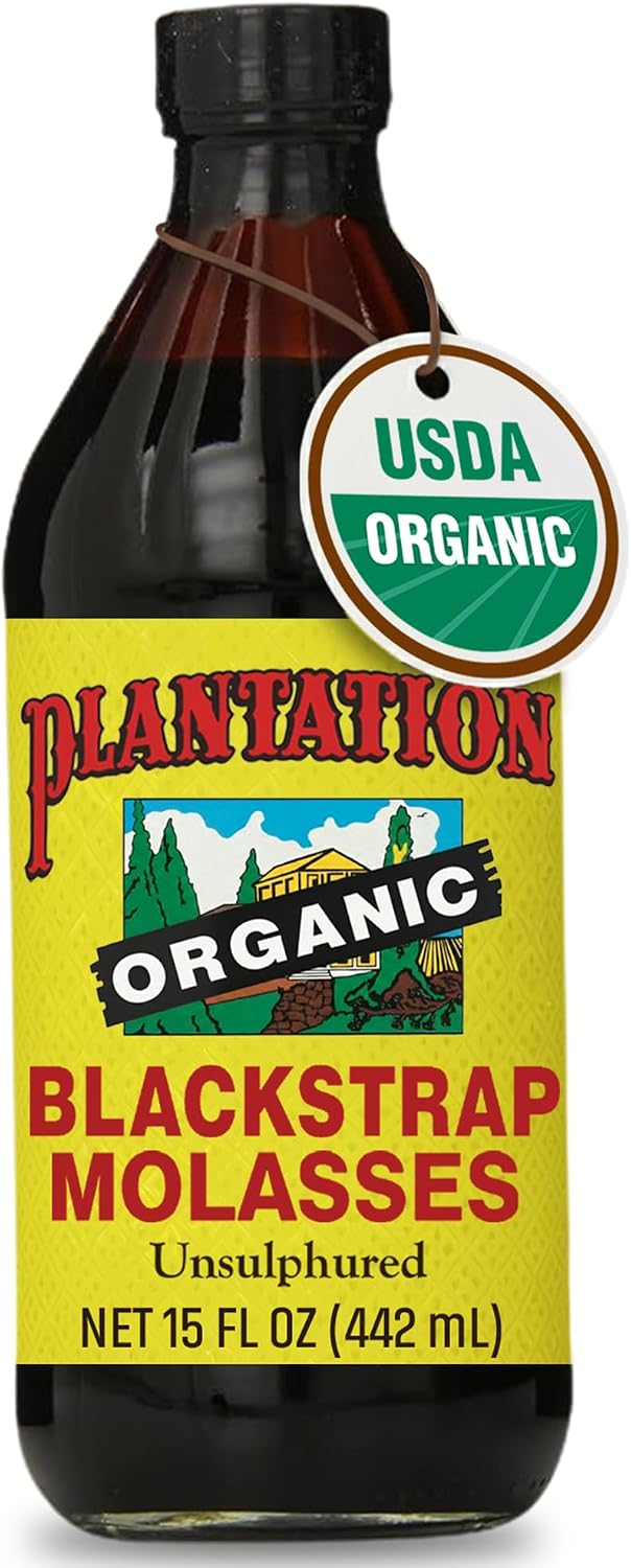 Plantation Organic Blackstrap Molasses 15 oz – USDA Organic Unsulphured Blackstrap Molasses, Natural Sweetener for Baking, Cooking & Beverages