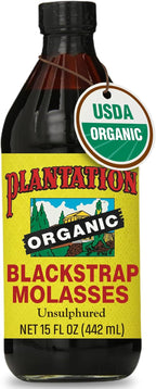Plantation Organic Blackstrap Molasses 15 oz – USDA Organic Unsulphured Blackstrap Molasses, Natural Sweetener for Baking, Cooking & Beverages