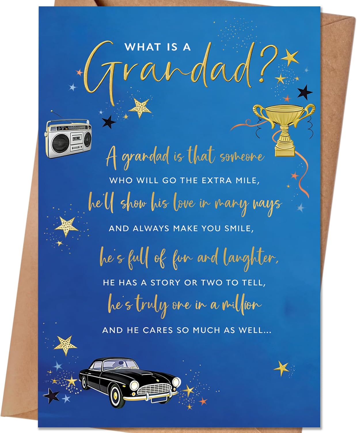 Grandpa Birthday Card, Birthday Cards & Gift for Grandad Grandpa Grandfather from Grandson Grandaughter Kid