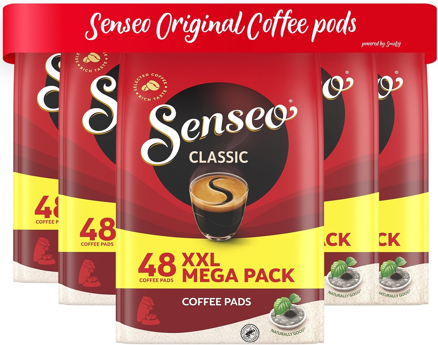 Senseo Classic Medium Roast Coffee Pods – 240 Count (5 Packs) – Smooth & Balanced Flavor with Rich Crema – Compatible with Senseo & PeleCom Machines – Single-Serve Coffee Pads for Fresh, Aromatic Brew