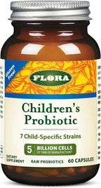 Flora - Udo's Choice Children's Probiotic Blend, with Seven Child-Specific Strains, 5 Billion Cells of Raw Probiotics, Formulated for Ages 5-15, Regain and Retain Gut Health, 60 Capsules