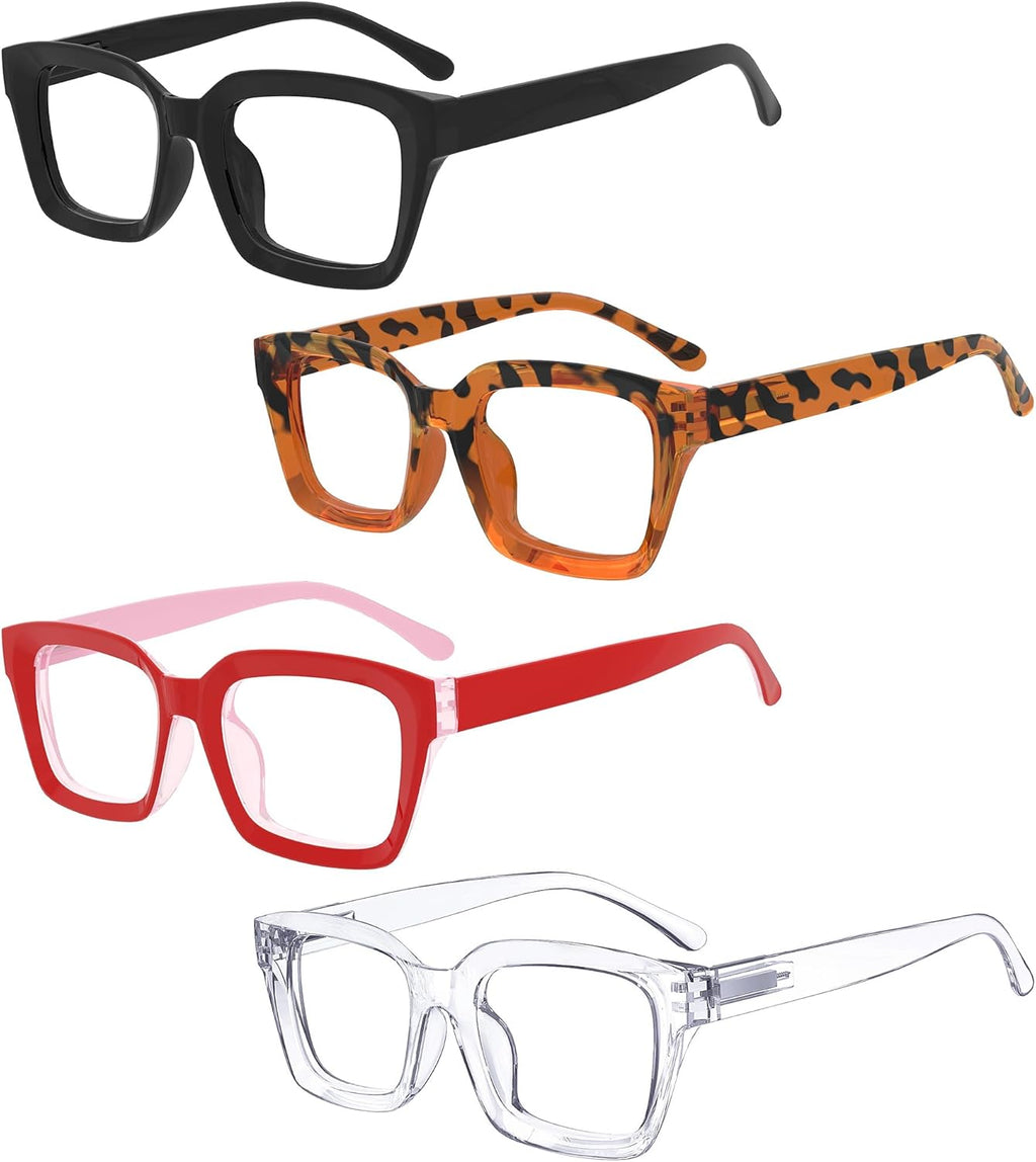 Eyekepper 4 Pack Ladies Reading Glasses - Oversized Square Design Readers for Women