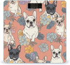 French Bulldog Print Scale for Body Weight Highly Accurate Digital Bathroom Body Scale Bright LCD Display & Large Clear Numbers Tempered Glass Safe Rounded Corners for Home Use