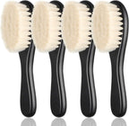 4 Pieces Barber Fade Brush Set with Natural Fiber Wooden Handle - Beard Styling Brush, Neck Duster, and Cleaning Brush for Men's Grooming
