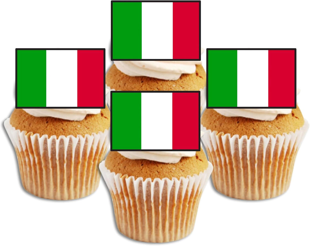 50 Italian Flag Edible Cupcake Toppers, Italy Flags, Italia Flags Of The World Mini Cake Decorations, Eurovision Party Decorations, Italy Cake Decoration Olympics Party Cookie Decor UNCUT