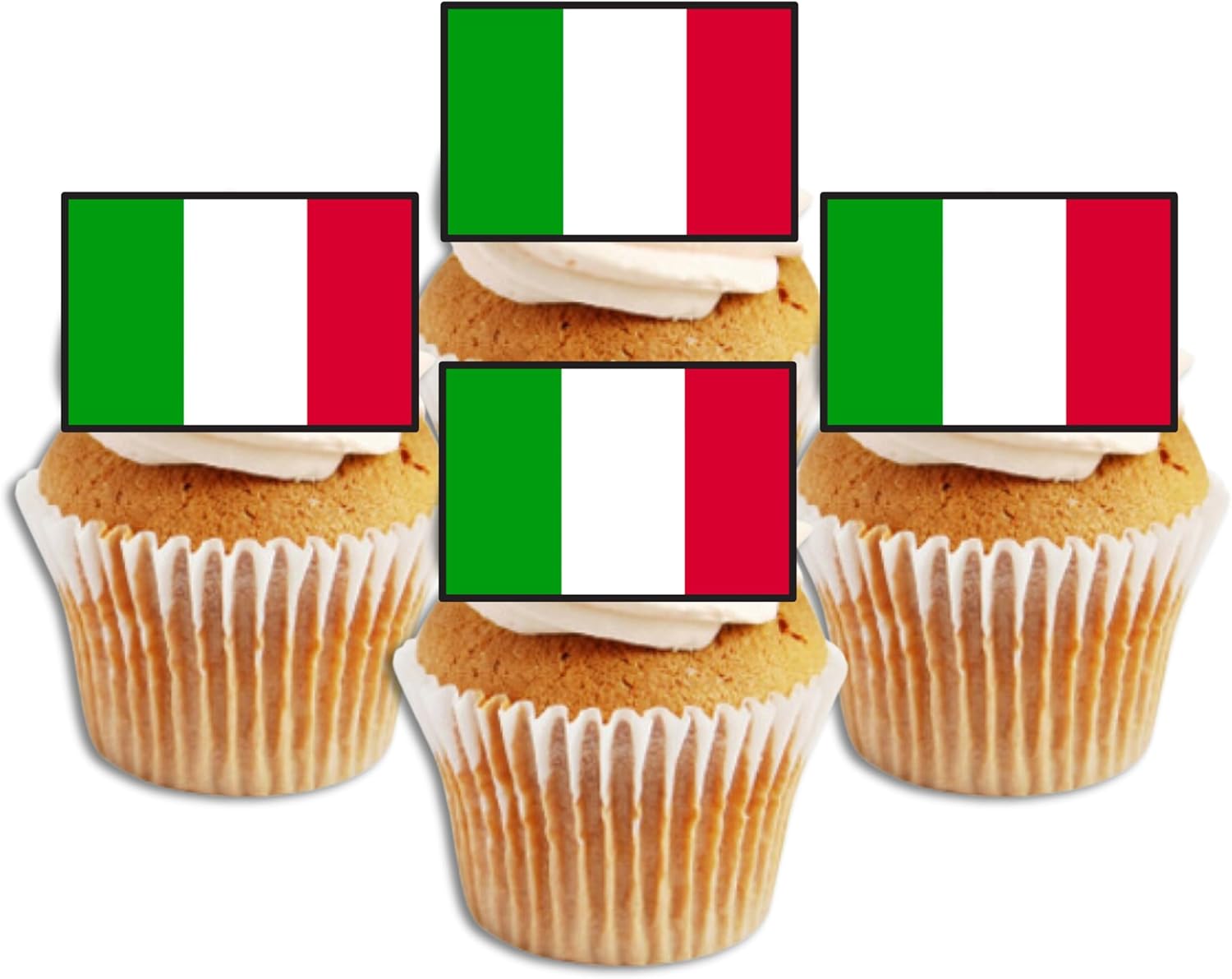 50 Italian Flag Edible Cupcake Toppers, Italy Flags, Italia Flags Of The World Mini Cake Decorations, Eurovision Party Decorations, Italy Cake Decoration Olympics Party Cookie Decor UNCUT