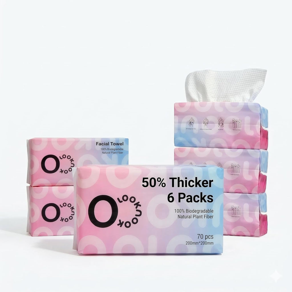Disposable Face Towel, 50% Thicker, Soft for Sensitive Skin, Multipurpose Cleaning Cloth, 70 Count, 6 pack