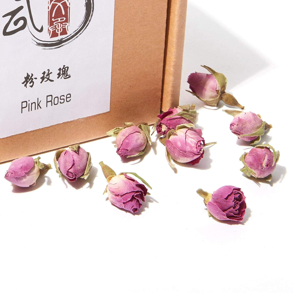 ChaWuWarmSun-[A] Pink Rose Tea Buds(3oz),Loose Leaf Flower Petal Tea,Dried Flowers