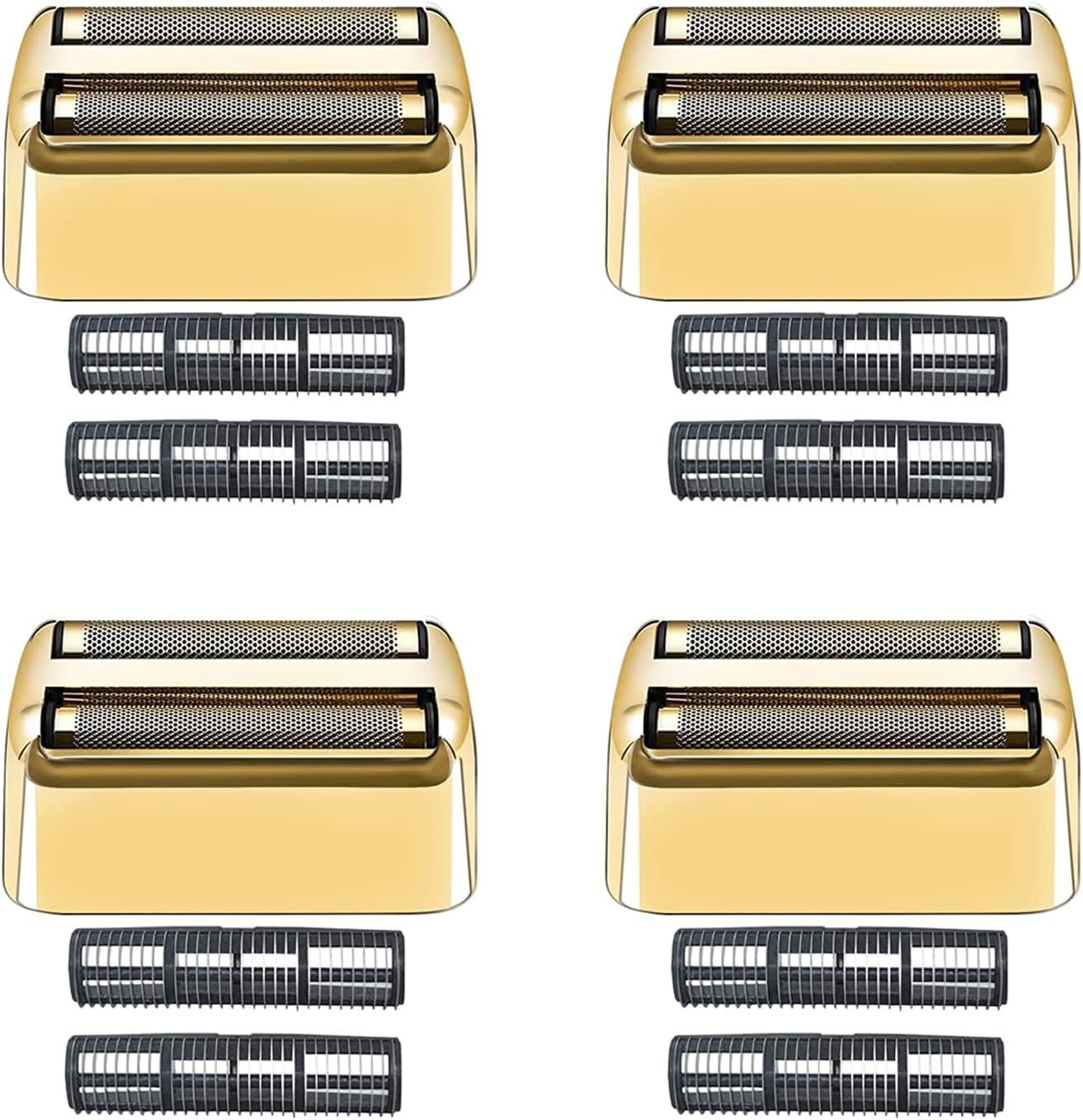 4 Pack Shaver Replacement Foil and Cutters compatible with BaBylissPRO Double FXFS2 Metal shaver foil replacement (Golden-4PCS)