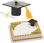 Sureio Graduation Cap Cake Topper with Diploma Decorations Kit Class of 2026 Congrats Grad Cake Decor for Congratulations Graduation Party Decorations Supplies(Black)