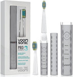 Voom Sonic Pro 3 Rechargeable Electric Toothbrush With Soft Dupont Nylon Bristles Dentist Recommended Portable Oral Care 2-Minute Timer 3 Adjustable Speeds Light Weight Design - Silver
