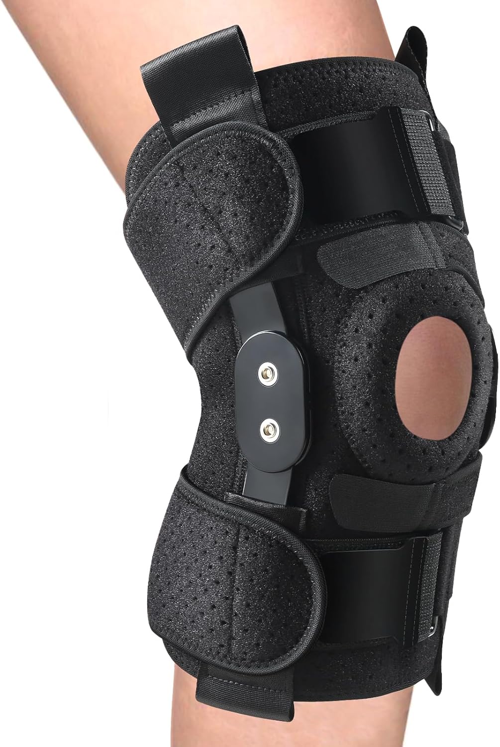 Adjustable Hinged Knee Brace, Black, One Size Fits Most