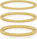 doubgood Gold Bracelets for Women, 5 Piece 14K Gold Plated Bracelet Stack Beaded Ball Jewelry Sets Gifts for Women