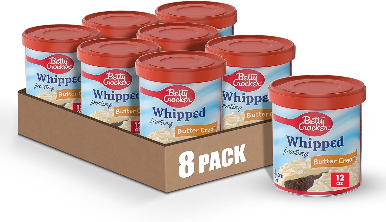 Betty Crocker Whipped Butter Cream Frosting, Gluten Free, 12 oz (Pack of 8)