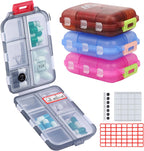 4PS Travel Pill Organizer with 164 Slice Labels，10 Compartments Travel Pill Box Portable Folding Small Pill Case Daily Pill Container Used for Carry Storage Medicine Organizer By M MUchengbao