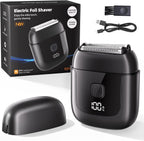 Electric Foil Shavers for Men: Mini Electric Razor with 3 Floating Blades, IPX7 Waterproof Foil Shaver, USB-C Rechargeable Shavers for Men with Travel Lock, Compact Grooming Gift for Home & Travel