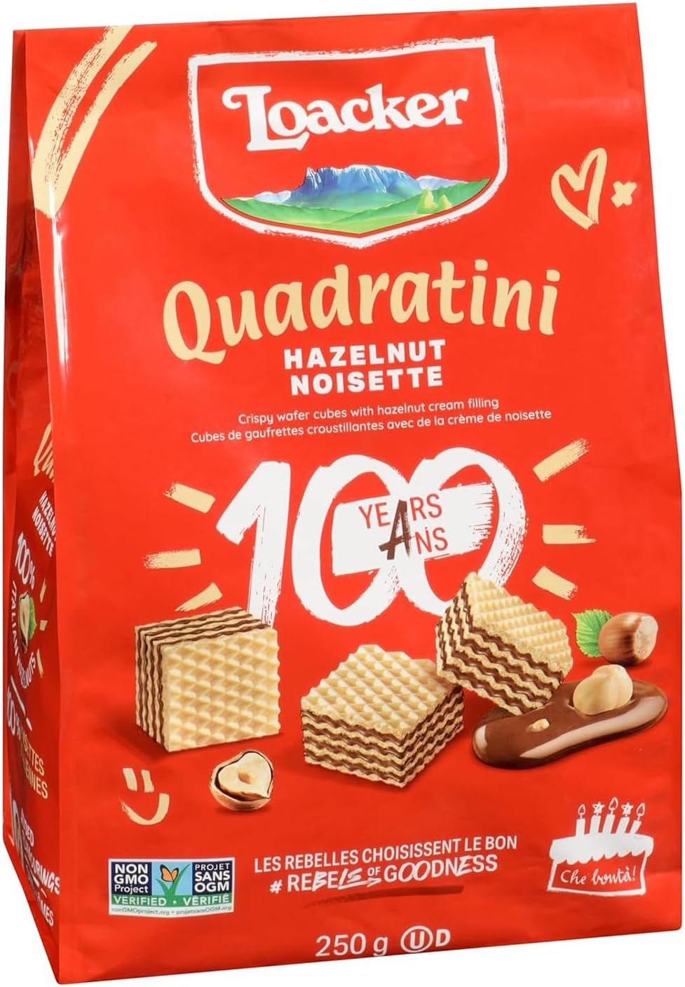 Loacker Quadratini Wafer Hazlenutx, 250g