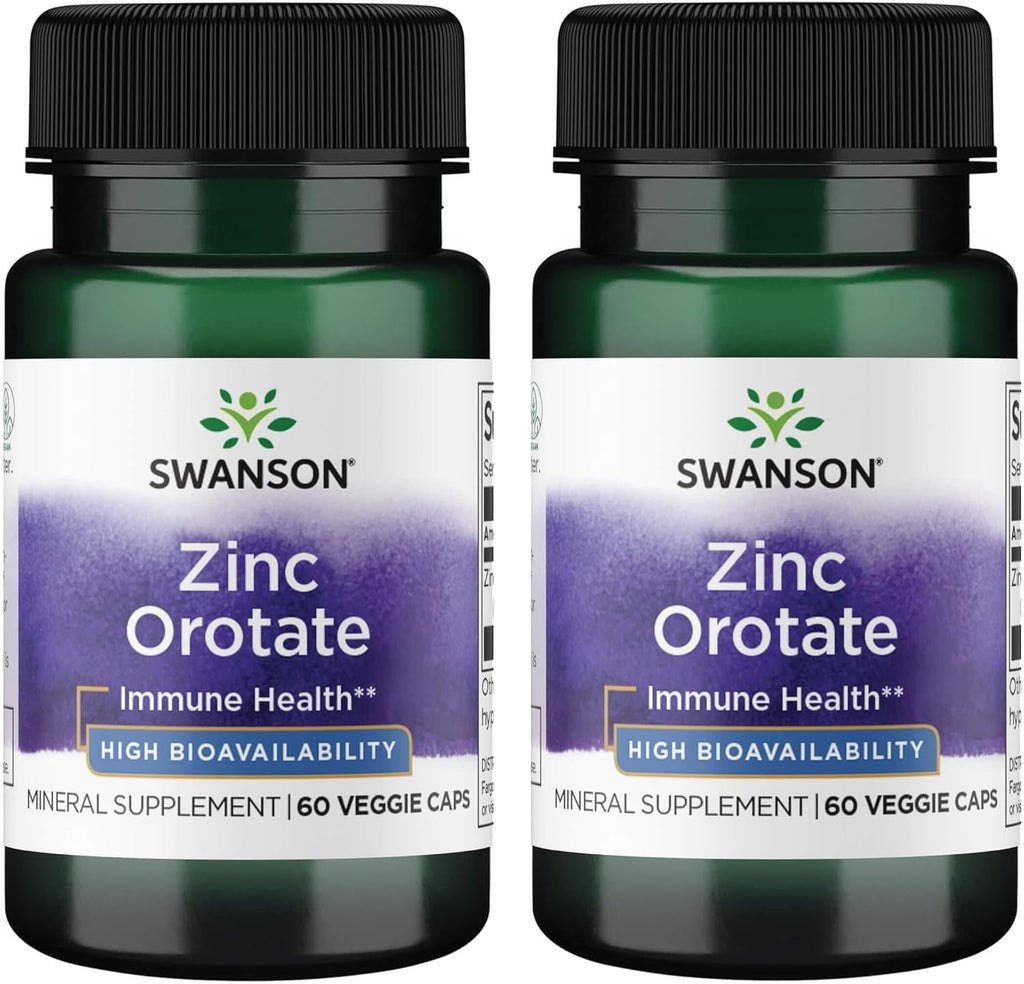 Swanson Zinc Orotate 10 Milligrams Elemental Zinc 60 Veg Capsules (2 Pack)