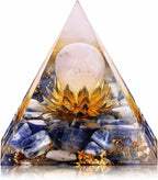 Flower of Life Orgone Pyramid for Positive Energy, Orgonite Rose Quartz&Sodalite Healing Crystal Pyramids for Reduce Stress Chakra Reiki Healing Meditation Attracts Lucky and Success