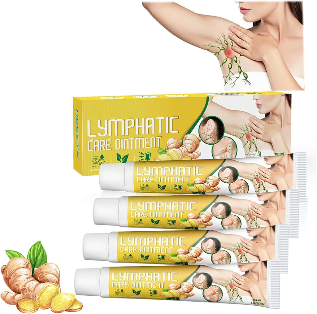 Ginger Hot Cream, GooLiving AntiHump Lymphcare Ginger Ointment, Underarm and Neck Lymphatic Care Cream, Lymphatic Drainage Cream, Anti-Cellulite Remover Cream (4 Pcs)
